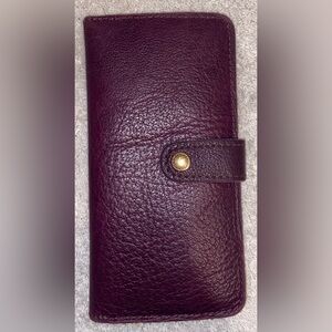 Portland Leather Pebbled Plum Bifold Wallet - GENTLY USED